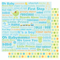 Best Creation Inc - Sweet Baby Collection - 12 x 12 Double Sided Glitter Paper - Baby Boy Words