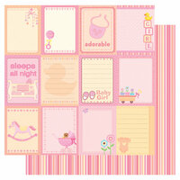 Best Creation Inc - Sweet Baby Collection - 12 x 12 Double Sided Glitter Paper - Baby Girl Tags