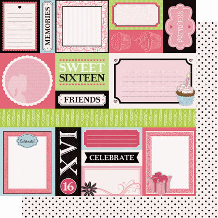 Best Creation Inc - Sixteen Candles Collection - 12 x 12 Double Sided Glitter Paper - Making Memories