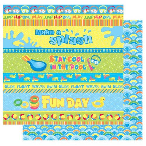 Best Creation Inc - Splash Fun Collection - 12 x 12 Double Sided Glitter Paper - Splish Splash