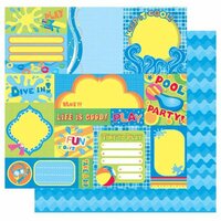 Best Creation Inc - Splash Fun Collection - 12 x 12 Double Sided Glitter Paper - Fun In The Sun