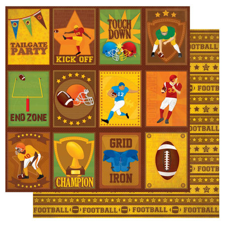 Best Creation Inc - Touchdown Collection - 12 x 12 Double Sided Glitter Paper - Tailgate Tags