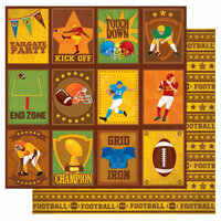 Best Creation Inc - Touchdown Collection - 12 x 12 Double Sided Glitter Paper - Tailgate Tags