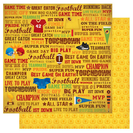 Best Creation Inc - Touchdown Collection - 12 x 12 Double Sided Glitter Paper - Game Time