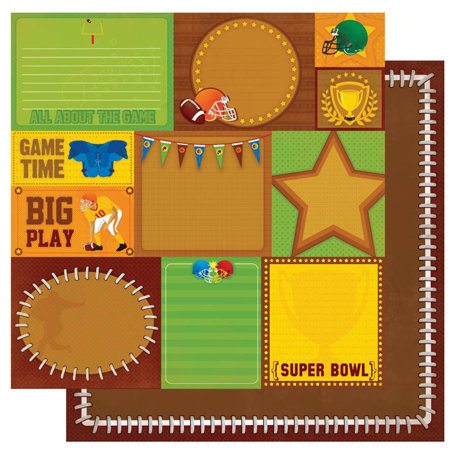 Best Creation Inc - Touchdown Collection - 12 x 12 Double Sided Glitter Paper - Super Bowl Tags