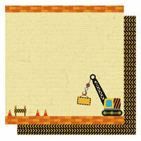 Best Creation Inc - Under Construction Collection - 12 x 12 Double Sided Glittered Paper - Road Closed