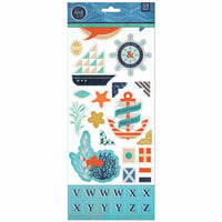 BasicGrey - Adrift Collection - Printed Chipboard Stickers - Shapes