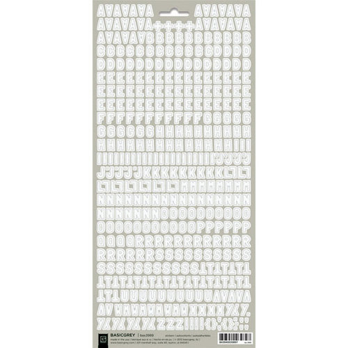 BasicGrey - Micro Monogram Stickers - Alphabet - White