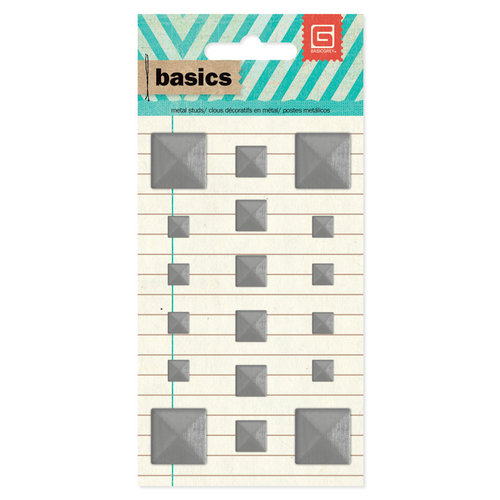 BasicGrey - Basics Collection - Metal Studs - Silver Squares