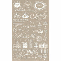 BasicGrey Element Rub Ons - Birthday - White, CLEARANCE