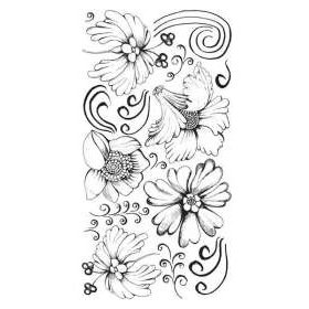 BasicGrey - Transfers - Rub Ons - Flowers - Black, CLEARANCE