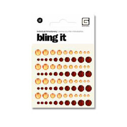 BasicGrey - Bling It Collection - Rhinestones - Individual Dots - Tangerine and Ruby