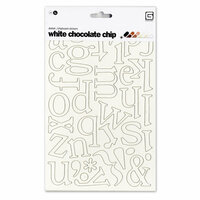 BasicGrey - Chocolate Chip - Self Adhesive Chipboard Alphabets - Delilah - White, CLEARANCE