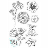 Hero Arts - BasicGrey - Tea Garden Collection - Clear Acrylic Stamps - Tea Flowers