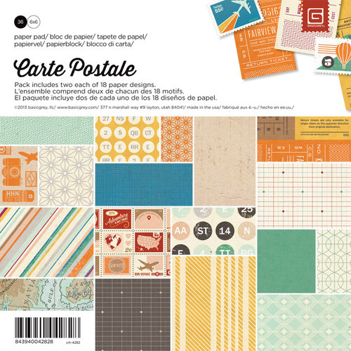 BasicGrey - Carte Postale Collection - 6 x 6 Paper Pad