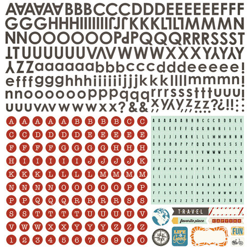 BasicGrey - Carte Postale Collection - 12 x 12 Alphabet Stickers