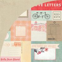 BasicGrey - Dear Heart Collection - 12 x 12 Double Sided Paper - Journaling Cards