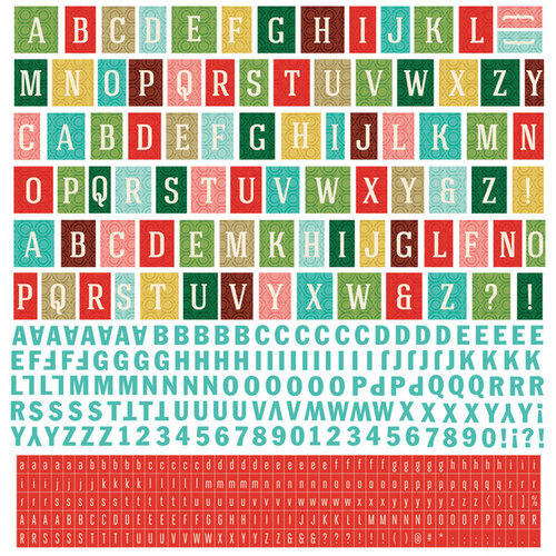 BasicGrey - Evergreen Collection - Christmas - 12 x 12 Cardstock Stickers - Alphabet