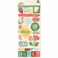BasicGrey - Evergreen Collection - Christmas - Printed Chipboard Stickers - Shapes