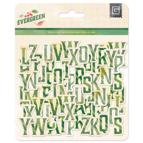 BasicGrey - Evergreen Collection - Christmas - Printed Chipboard Stickers - Alphabet