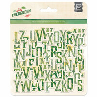 BasicGrey - Evergreen Collection - Christmas - Printed Chipboard Stickers - Alphabet