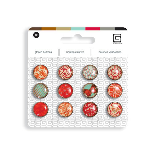 BasicGrey - Notions Collection - Glazed Buttons - Crimson