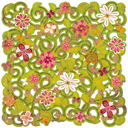 BasicGrey - Green at Heart Collection - Doilies - 12 x 12 Die Cut Paper - Daisy Maze, CLEARANCE