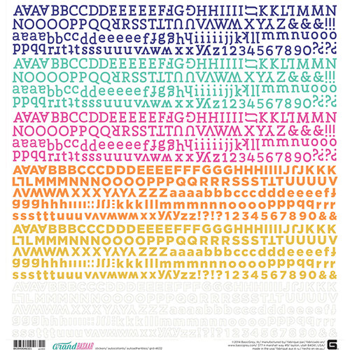 BasicGrey - Grand Bazaar Collection - 12 x 12 Cardstock Stickers - Alphabet