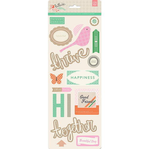 BasicGrey - Hillside Collection - Printed Chipboard Stickers - Shapes