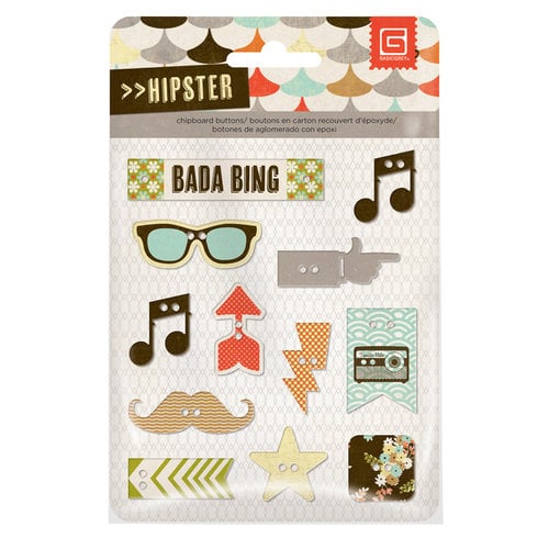 BasicGrey - Hipster Collection - Adhesive Chipboard - Buttons