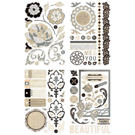 BasicGrey - Little Black Dress Collection - Adhesive Chipboard