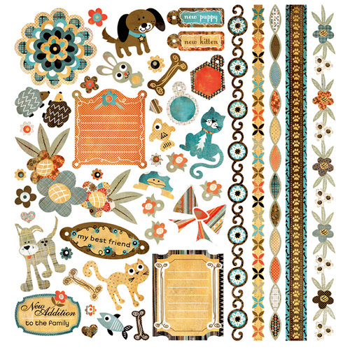 BasicGrey - Max and Whiskers Collection - 12 x 12 Element Stickers - Shapes, CLEARANCE