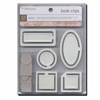 BasicGrey Jumbo Book Clips - White, CLEARANCE