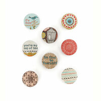 BasicGrey - Paper Cottage Collection - Flair - 8 Adhesive Badges