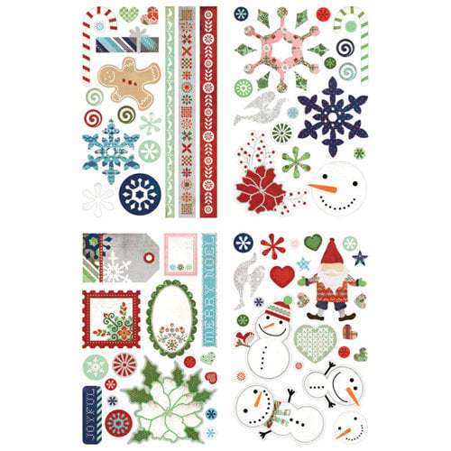 BasicGrey - Nordic Holiday Collection - Christmas - Adhesive Glitter Chipboard - Shapes