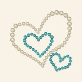 BasicGrey - Opaline Collection - Pearls - Heart Trio Half Pearls - Aqua, CLEARANCE