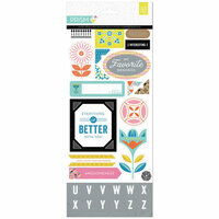 BasicGrey - Prism Collection - Printed Chipboard Stickers - Shapes