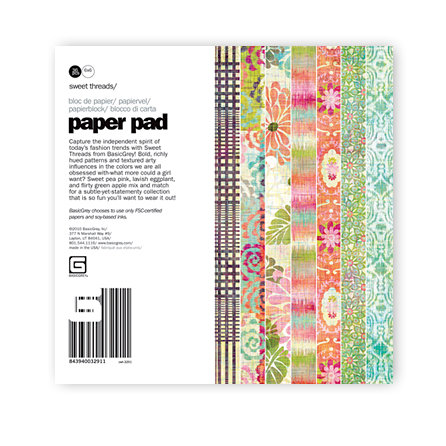 BasicGrey - Sweet Threads Collection - 6 x 6 Paper Pad