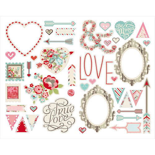 BasicGrey - True Love Collection - Adhesive Chipboard - Shapes