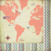 BasicGrey - Whats Up Collection - 12 x 12 Double Sided Paper - Around the World