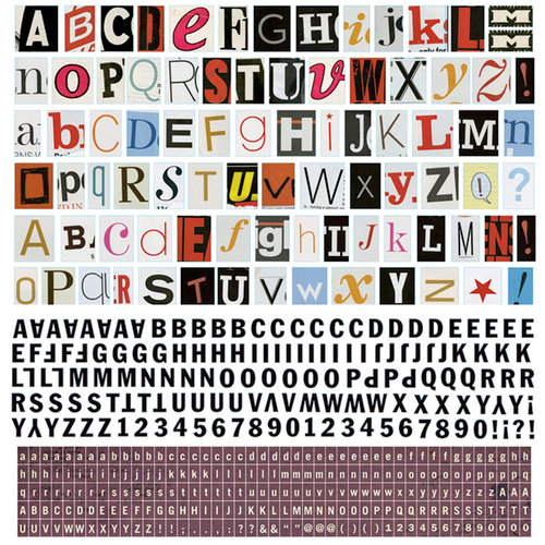 BasicGrey - Whats Up Collection - 12 x 12 Alphabet Stickers