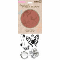 Hero Arts - BasicGrey - Out of Print Collection - Clings - Repositionable Rubber Stamps - Butterflies and Print
