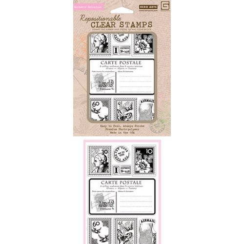 Hero Arts - BasicGrey - Out of Print Collection - Poly Clear - Clear Acrylic Stamps - Carte Postale