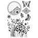 Hero Arts - BasicGrey - Indie Bloom Collection - Poly Clear - Clear Acrylic Stamps - Butterflies and Wildflowers