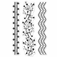 Hero Arts - BasicGrey - Plumeria Collection - Poly Clear - Clear Acrylic Stamps - Garden Borders