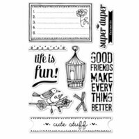 Hero Arts - BasicGrey - Paper Cottage Collection - Poly Clear - Clear Acrylic Stamps - Life is Fun