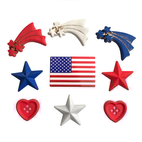 Buttons Galore and More - Patriotic Collection - Embellishments - Button Theme Packs - Stars and Stripes