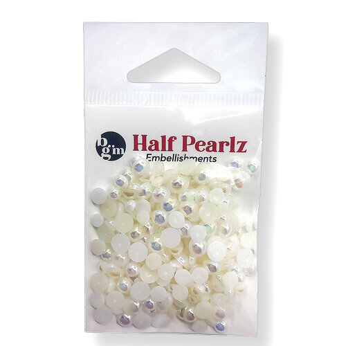 Buttons Galore and More - Half Pearlz Collection - Embellishments - Snow Capped