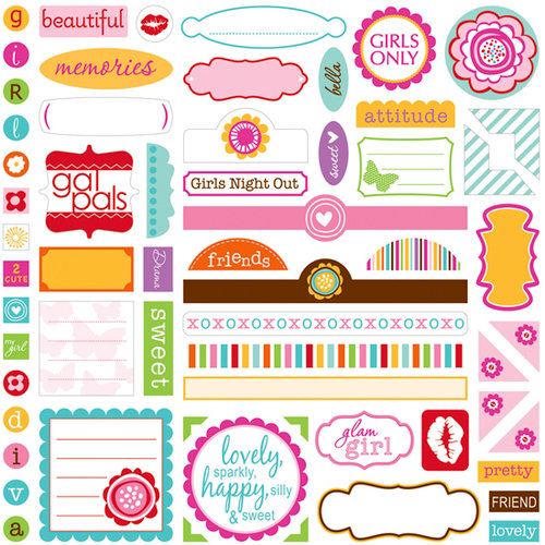 Bella Blvd - Flirty Collection - 12 x 12 Cardstock Stickers - Label Additions