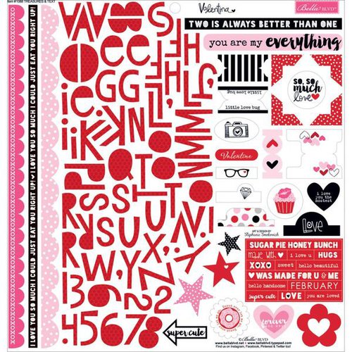 Bella Blvd - Valentina Collection - 12 x 12 Cardstock Stickers - Treasures and Text